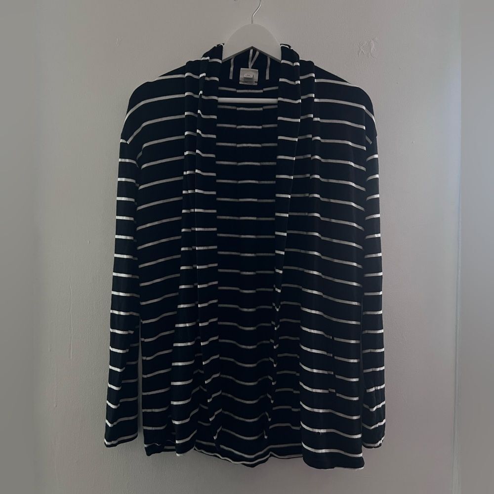 A New Day || Women’s Black White Striped Casual Long Sleeve Cardigan XS Spring